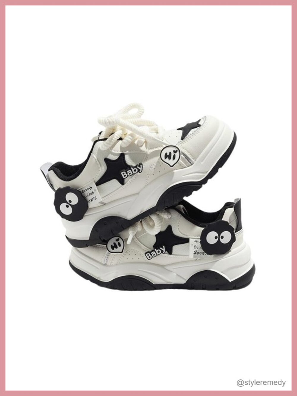 Y2K Walking Sneakers Women Chunky Sole Cute Big Toe Cap Anti-Slip Lace-Up